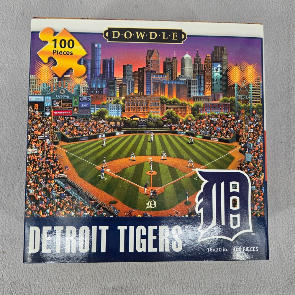 Dowdle 100 Piece Detroit Tigers MLB Baseball Jigsaw Puzzle Folk Art 16x20